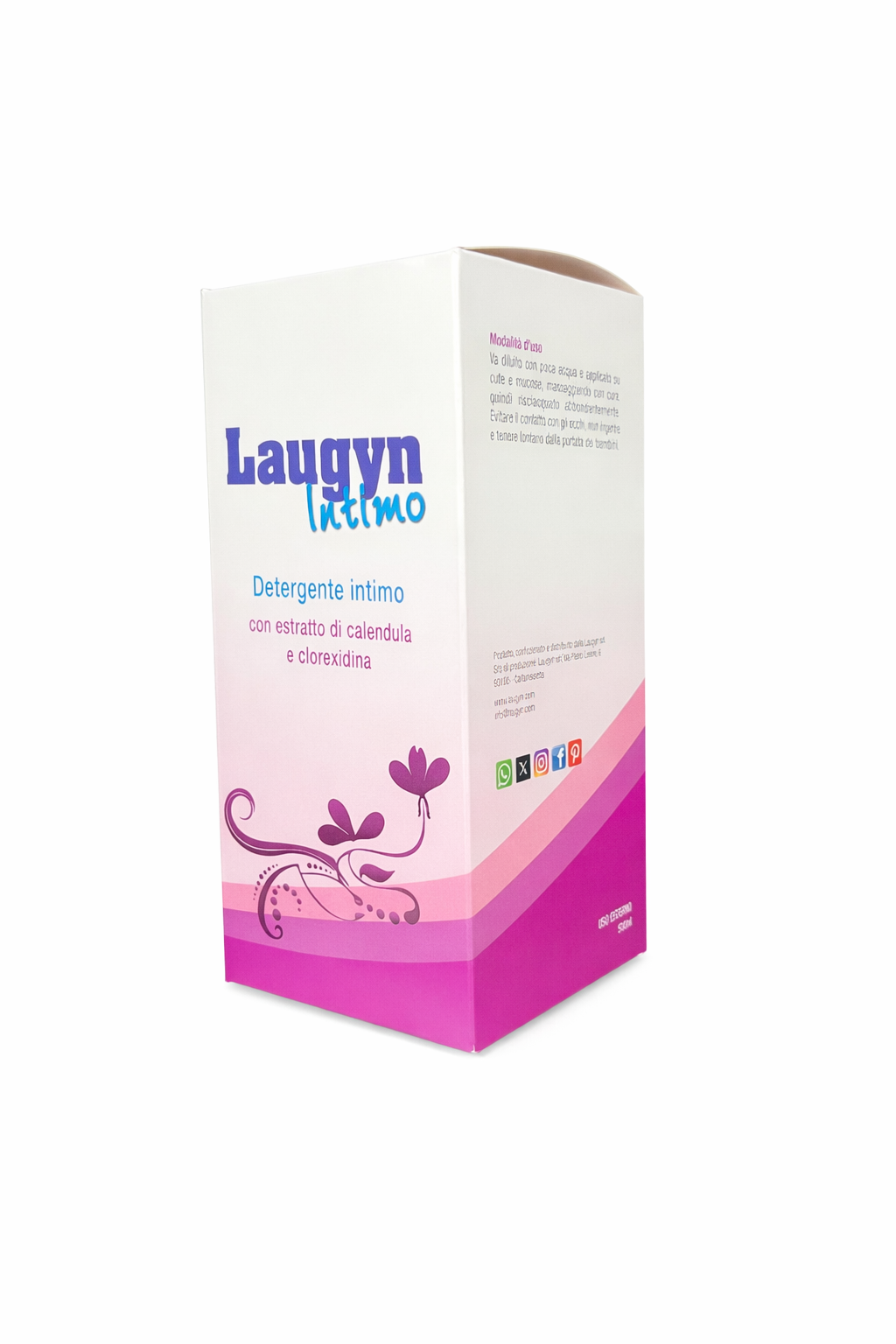 Packaging Laugyn Intimo Donna – trattamento cosmetico intimo 500 ml, design elegante
